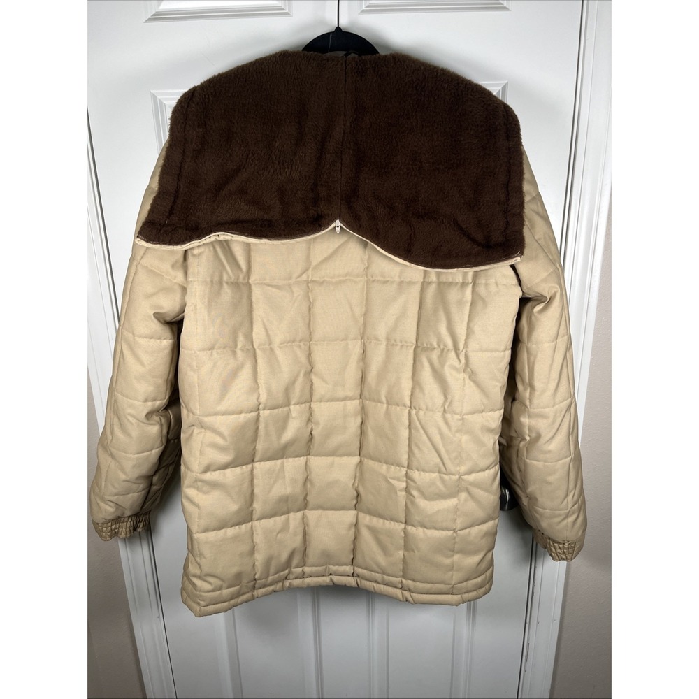 Vintage JCPenny Parka Coat Khaki Color Puffer Design 70s Era Hood Men's LL - Picture 6 of 15